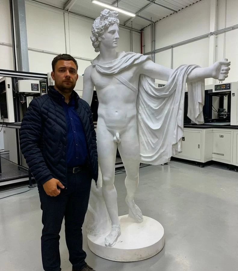Крупногабаритная 3D-печатная скульптура в мастерской